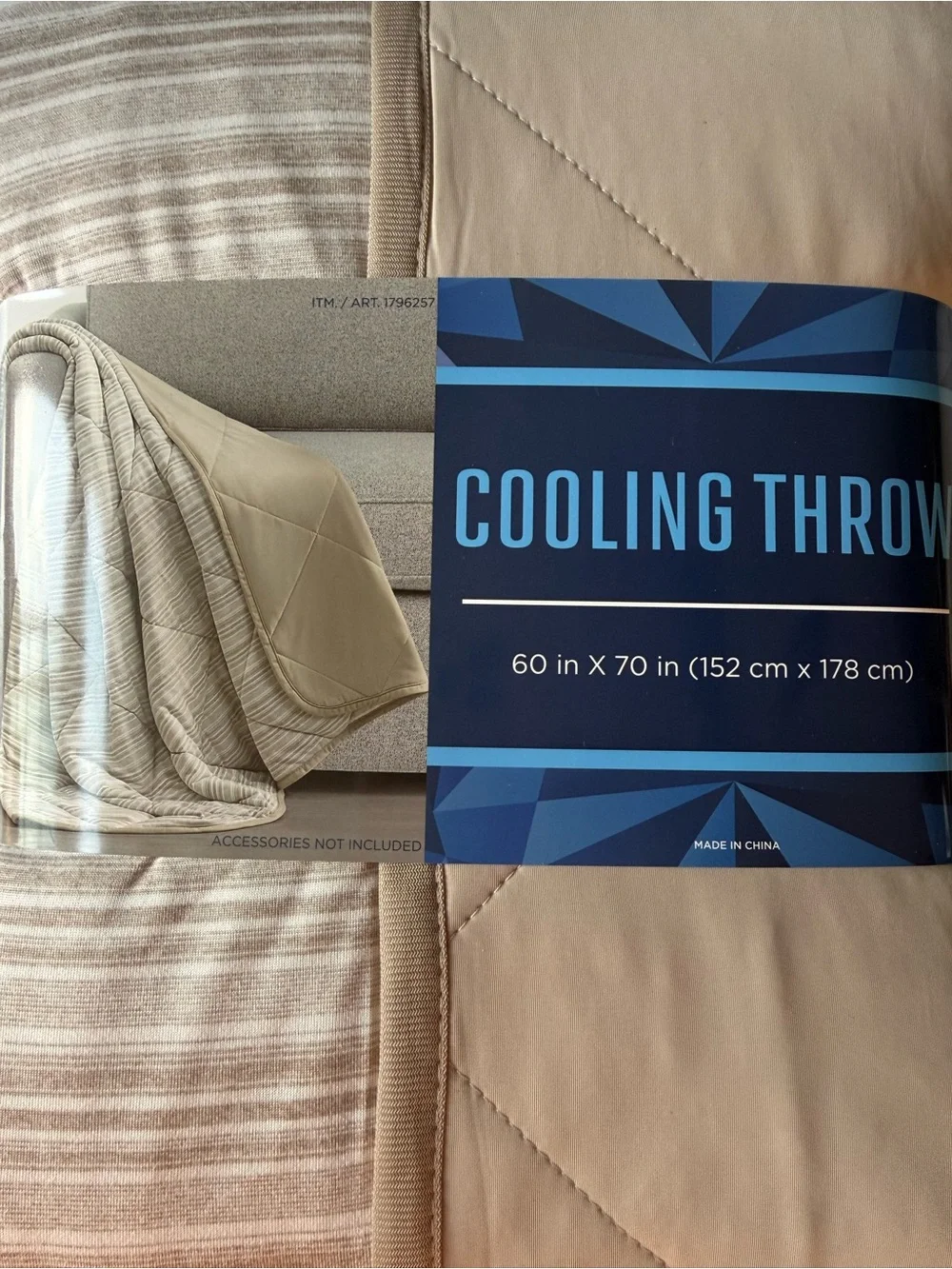 Cooling Throw Blanket 60x70 Beige Striped Reversible Supersoft Lightweight New
